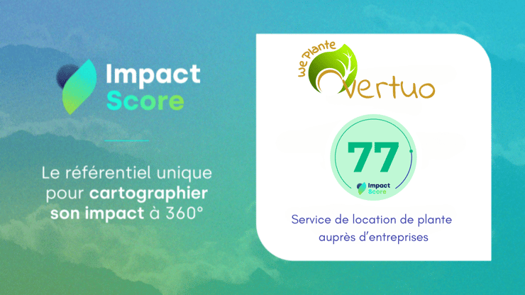 Image mettant en avant l'impact score obtenu par WePlante de 77/100